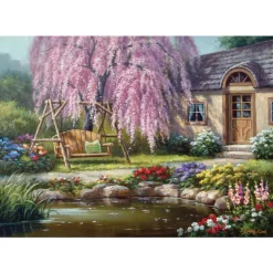 Cherry Blossom Cottage 1000 Piece Jigsaw Puzzle