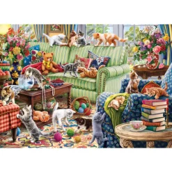 Kittens in the Living Room 1500 Piece Jigsaw Puzzle