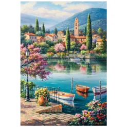 Village Lake Afternoon 500 Piece Jigsaw Puzzle